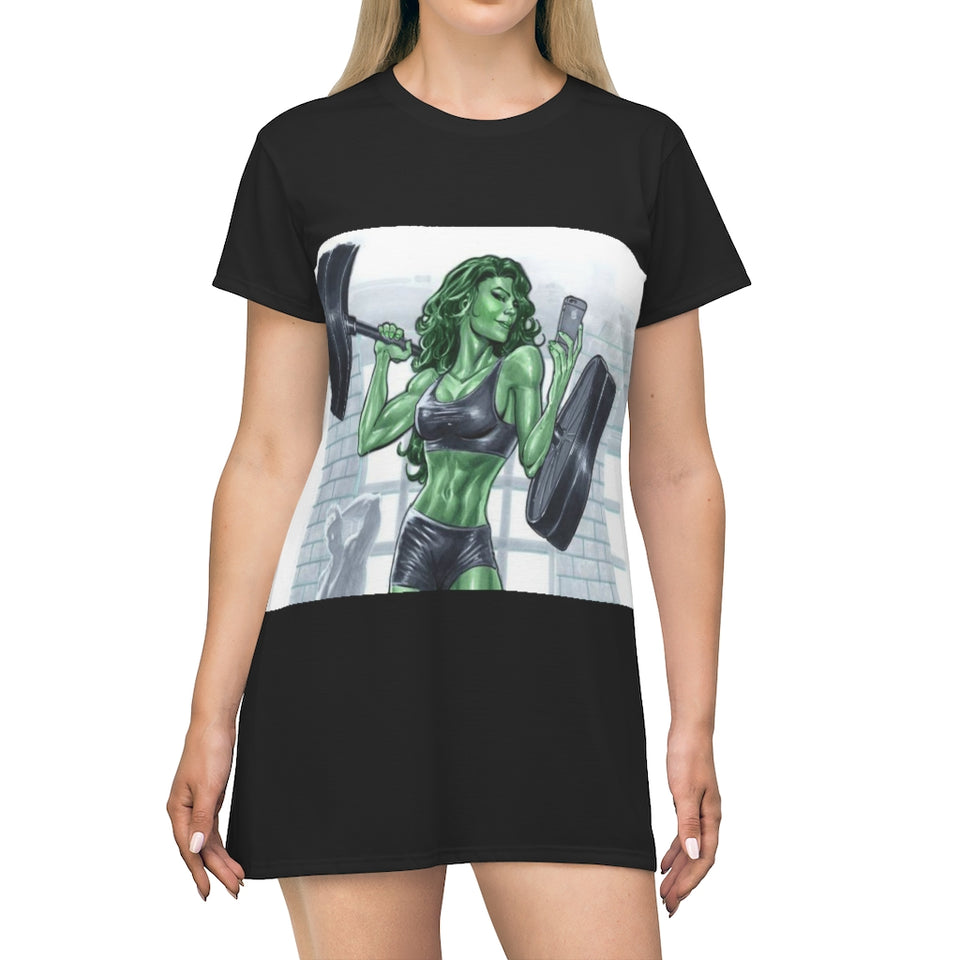 She Hulk Xtra Long T Shirt - Crane Kick Brain