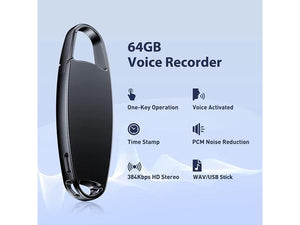 64GB Voice Recorder, Telele Digital Audio Recorder with 750 Hours Recording Capacity and 25 Hours Battery Time, Ideal for Meeting Lecture Interview Class