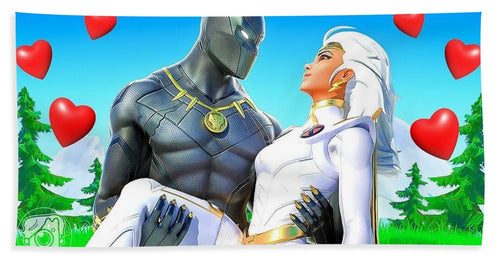 Black Panther Valentines - Bath Towel