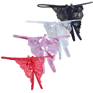 New women Open fork Transparency tanga bowknot Featured Strappy Sexy Panties tanga calcinha Lace Panties #YES - Crane Kick Brain