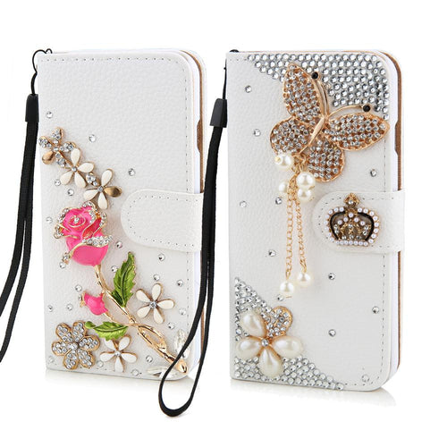 Luxury Rhinestone Crystal Rose flower Wallet - Crane Kick Brain