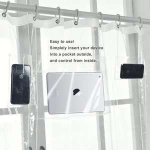 Clear Shower Curtain with Pockets for  And Touchscreen Devices - Crane Kick Brain