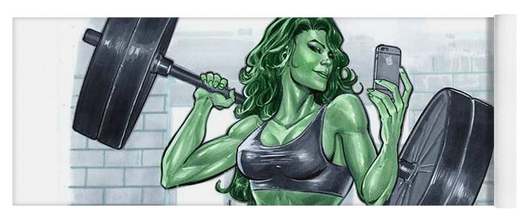 She Hulk Bar-belled - Yoga Mat - Crane Kick Brain