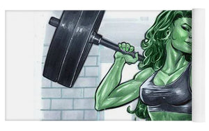 She Hulk Bar-belled - Yoga Mat - Crane Kick Brain